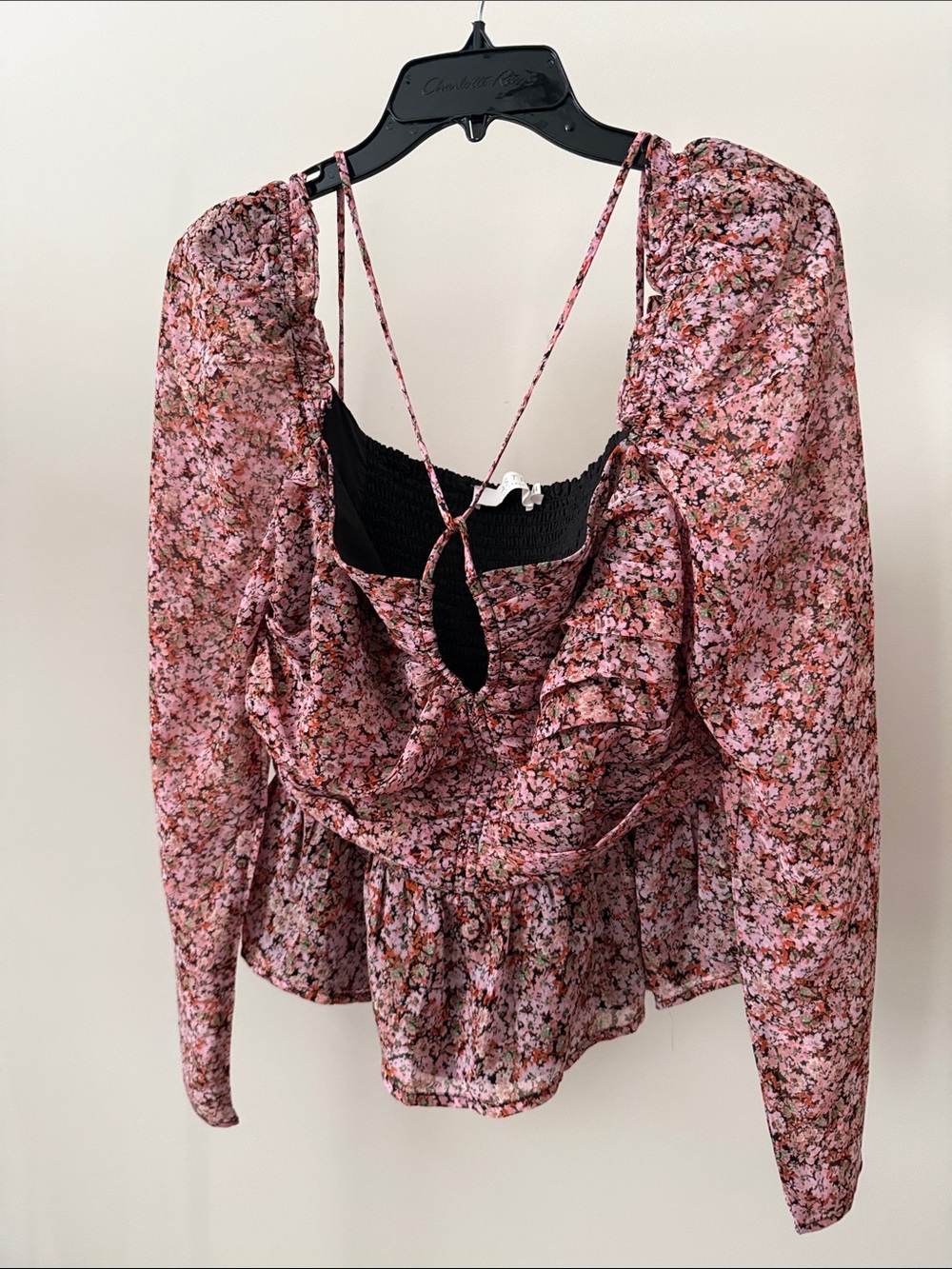 ASTR The Label Floral Pink Ruffle Peplum Women's Top